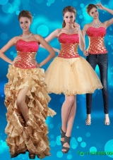 2015 Detachable Strapless Multi Color Prom Skirts with Beading and Embroidery