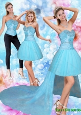 Detachable Unique High Low Sweetheart Beading Prom Skirts in Baby Blue