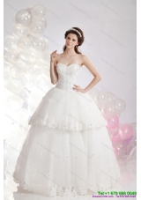 2015 Popular Sweetheart Ruffles and Beading Bridal Gowns in White