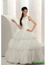 2015 Perfect White Wedding Dresses with  Ruffled Layers and Sequins