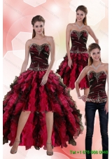 Affordable 2015 Sweetheart Multi Color Detachable Prom Skirts with Beading and Ruffles