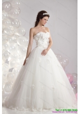 2015 Perfect White Strapless Bridal Dresses with Beading and Hand Made Flowers