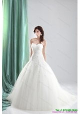 2015 Pretty Sweetheart A Line Wedding Dress with Appliques