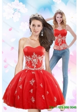 Detachable 2015 Sweetheart Appliques Prom Skirts in Red