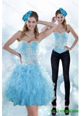 Exclusive Appliques and Ruffles Sweetheart Aqua Blue Detachable Prom Skirts for 2015