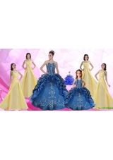 Ruffles and Beading Sweetheart Quinceanera Dress and Beading Long Dama Dresses and Halter Top Embroidery Little Girl Dress