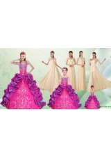 Spaghetti Straps Multi Color Quinceanera Dress and Long Ruching Dama Dresses and Ruffels and Embroidery Little Girl Dress