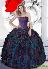 2015 Pretty Beading and Ruffles Sweet 15 Dresses in Multi Color