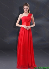 One Shoulder Ruching Empire Dama Dresses for 2015 Summer