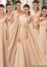 2015 Elegant Champagne Ruching Chiffon Dama Dresses