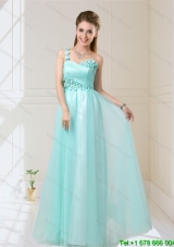 Pretty 2015 Fall One Shoulder Floor Length Dama Dresses with Appliques