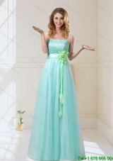 2015 Empire Strapless Prom Dresses with Hand Made Flowers