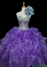 Pretty Sweetheart Purple Quinceanera Dresses with Sequins and Ruffles for 2015