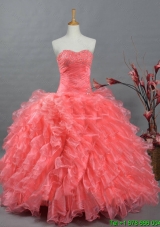 Puffy Sweetheart Beading Watermelon Quinceanera Dresses for 2015