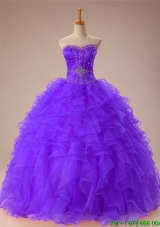 2015 Beautiful Sweetheart Beaded Quinceanera Dresses with Ruffles