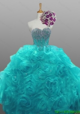Gorgeous Sweetheart Beaded Quinceanera Dresses with Rolling Flowers
