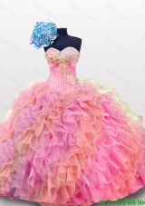 2015 Perfect Sweetheart Quinceanera Dresses with Sequins and Ruffles