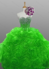2015 Sweetheart Quinceanera Dresses with Beading and Rolling Flowers