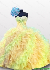 Puffy Multi Color Beading Quinceanera Dresses with Sweetheart