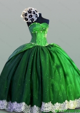 Beautiful Laced Sweetheart Green Quinceanera Dresses for 2015 Summer