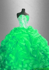 Custom Made Ball Gown Sweet 16 Dresses with Beading and Ruffles