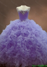 Custom Made Beaded Sweetheart Lavender Sweet 16 Gowns with Ball Gowns