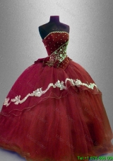 Hot Sale Appliques Strapless Quinceanera Gowns with Beading
