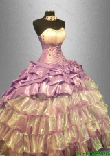 2015 Flirting Sweetheart Quinceanera Dresses with Beading and Ruffled Layers