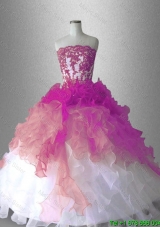 Appliques Ball Gown Classlica Sweet 16 Gowns with Ruffles
