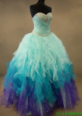 Fashionable Beaded and Ruffles Sweet 16 Dresses in Multi Color