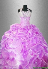 Latest Hand Made Flowers Quinceanera Dresses with Halter Top