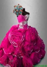 Luxurious Rolling Flowers Organza Sweetheart Quinceanera Gowns