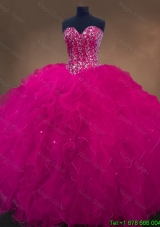 Luxurious Sweetheart Beaded Quinceanera Dresses in Hot Pink