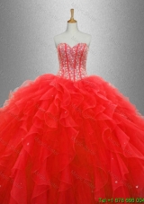 Popular Red Sweet 16 Dresses with Beading and Ruffles