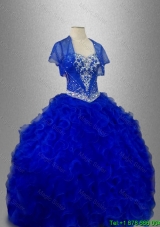 Romantic Sweetheart Quinceanera Dresses with Beading and Ruffles in Blue