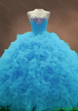 Beautiful Aqua Blue Ball Gown Quinceanera Gowns with Sweetheart
