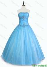 Simple Strapless Beaded Quinceanera Dresses with Floor Length