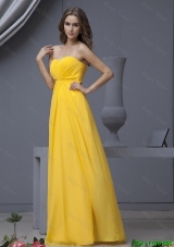 New Style Empire Ruching Yellow Long Prom Dresses
