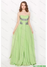 Hot Sale Strapless Brush Train Prom Dresses in Apple Green