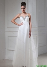 Best Selling Straps Beaded Tulle Prom Dresses in White