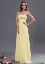 Custom Made Yellow Long Prom Dresses with Beading for 2016