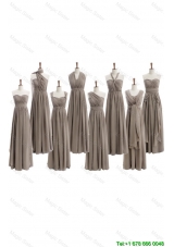 Clearence 2016 Empire Grey Long Prom Dresses with Ruching
