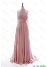 Clearence Halter Top Red Prom Dresses with Ruching