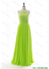 Clearence New Halter Top Spring Green Long Prom Dresses with Beading