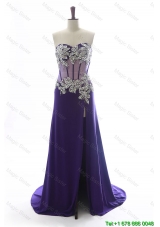 Clearence Sweetheart Beading Brush Train Prom Dresses in Purple