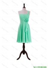 Clearence Apple Green Prom Dresses with Hand Made Flower and Ruffles