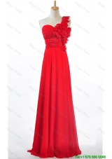 Clearence Empire One Shoulder Prom Dresses with Hand Made Flowers