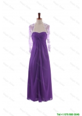 Clearence Empire Strapless Prom Dresses with Ruching in Eggplant Purple