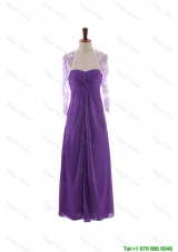 Clearence Empire Strapless Prom Dresses with Ruching in Eggplant Purple