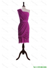 Clearence Made Ruching and Belt Short Prom Dresses in Fuchsia